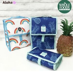 🍍Whole Foods/Tag Aloha Hawaii Insulated Foldable LunchBag Nwt Pineapple Print